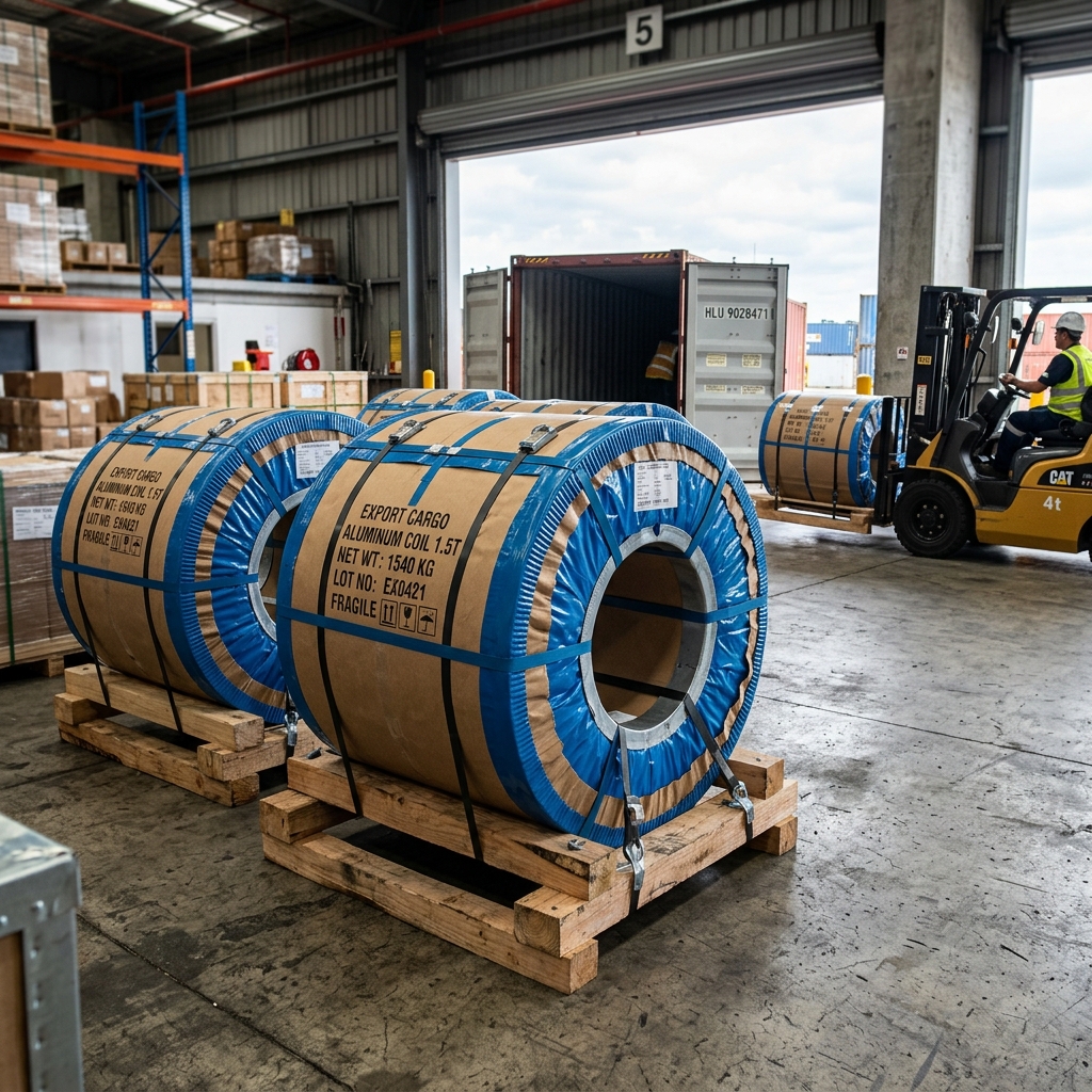 Continuous Cast Corrugated Aluminum Coil (0.45mm x 1200mm Heavy-Duty) - Export Packaging