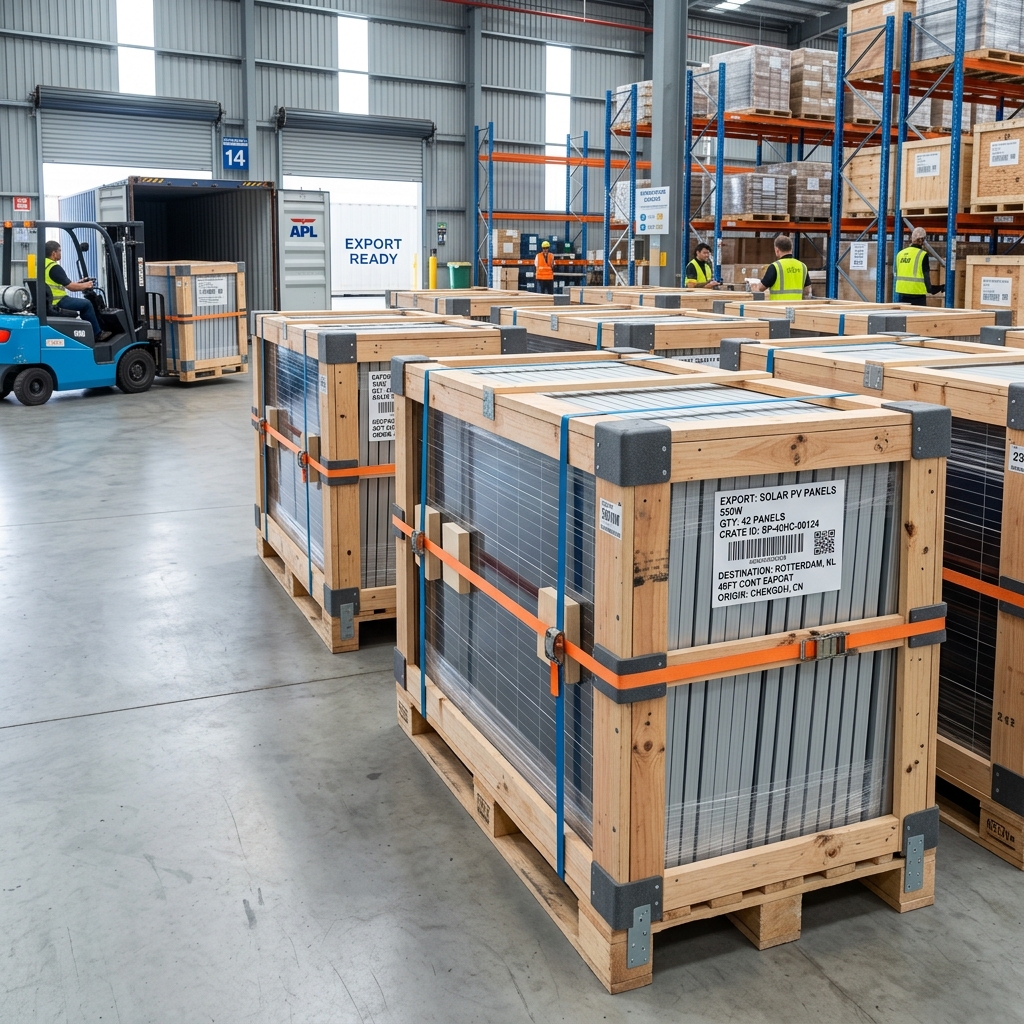 ARTsolar 700W N-Type TOPCon Bifacial Solar Module - Export Packaging