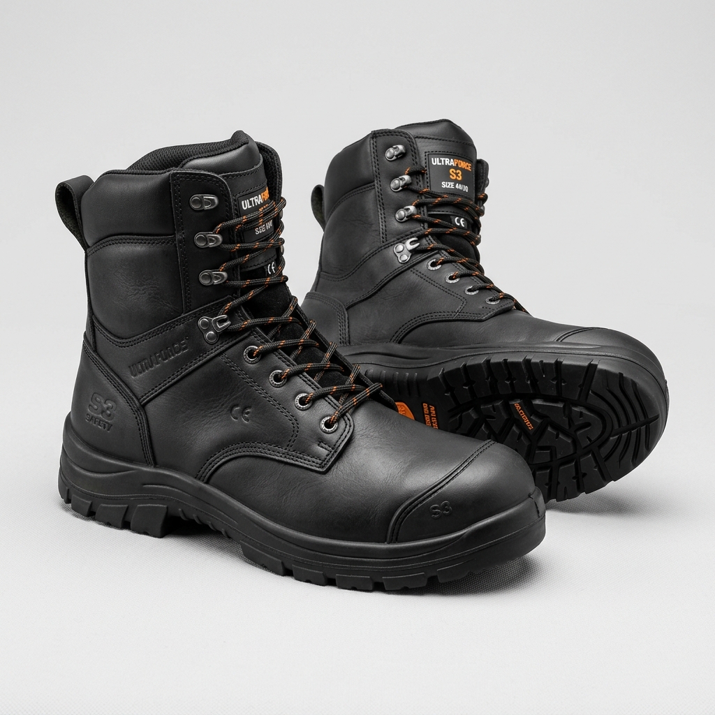Full-Grain Ethiopian Cowhide S3 Safety Boots with Steel Toe Cap (Carton of 20 Pairs)